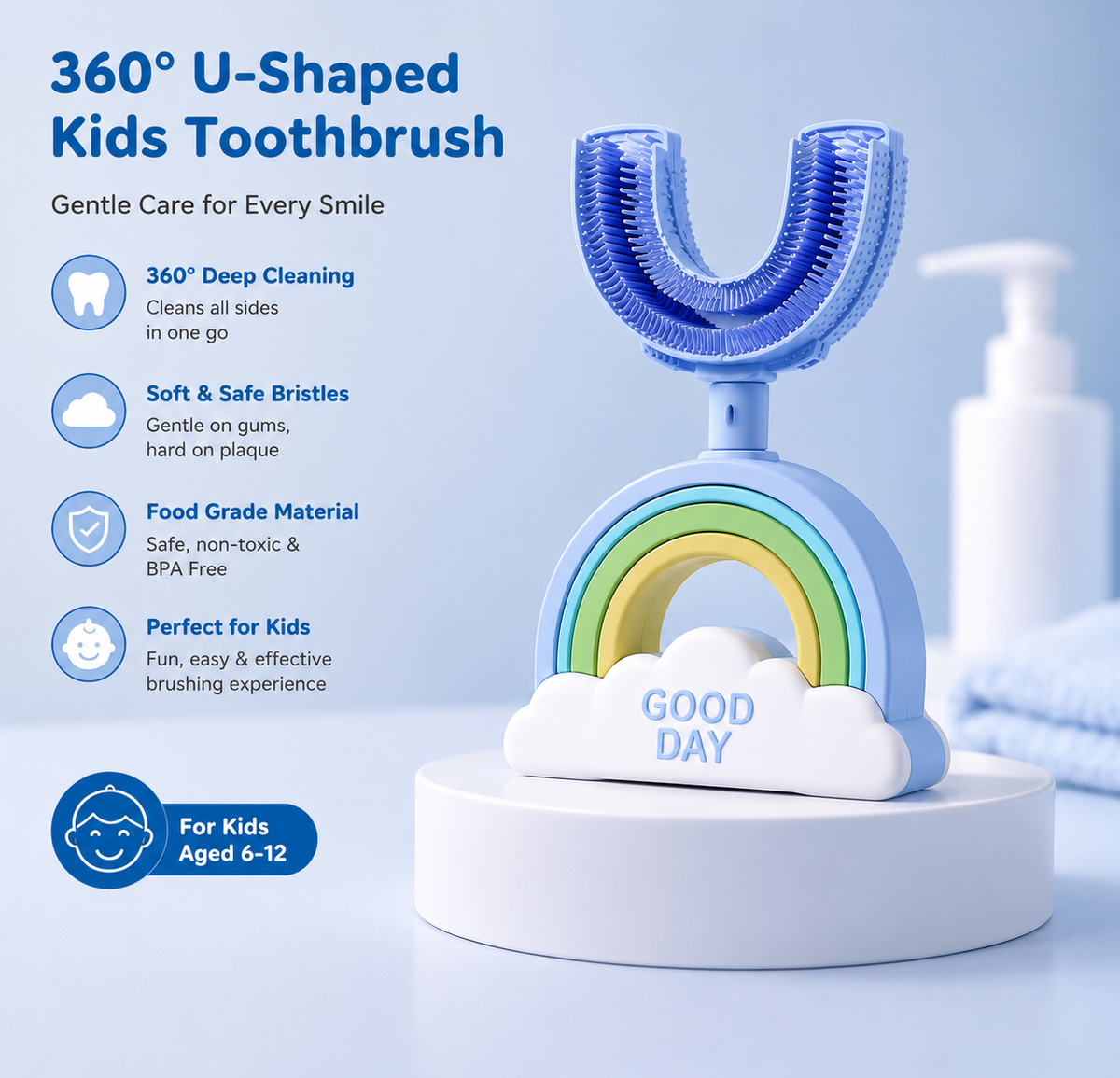 U Shaped Kids Toothbrush Manual Training Toothbrush With Food Grade