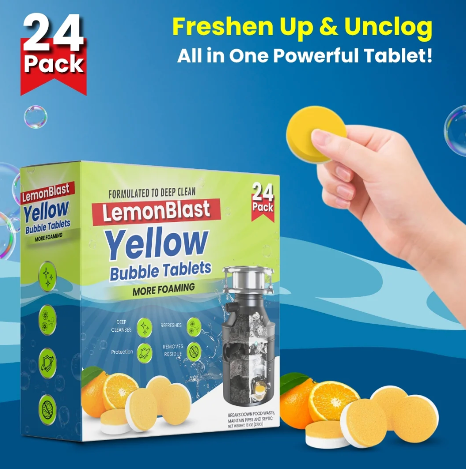 LemonBlast Yellow Bubble Tablets – Odor Eliminator + Blockage Remover BUY 1 GET 1 FREE